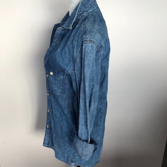 ANGELO LITRICO Mens Blue Denim Shirt Slim Fit Button Down 100% cotton US S 37-38 - Picture 12 of 16